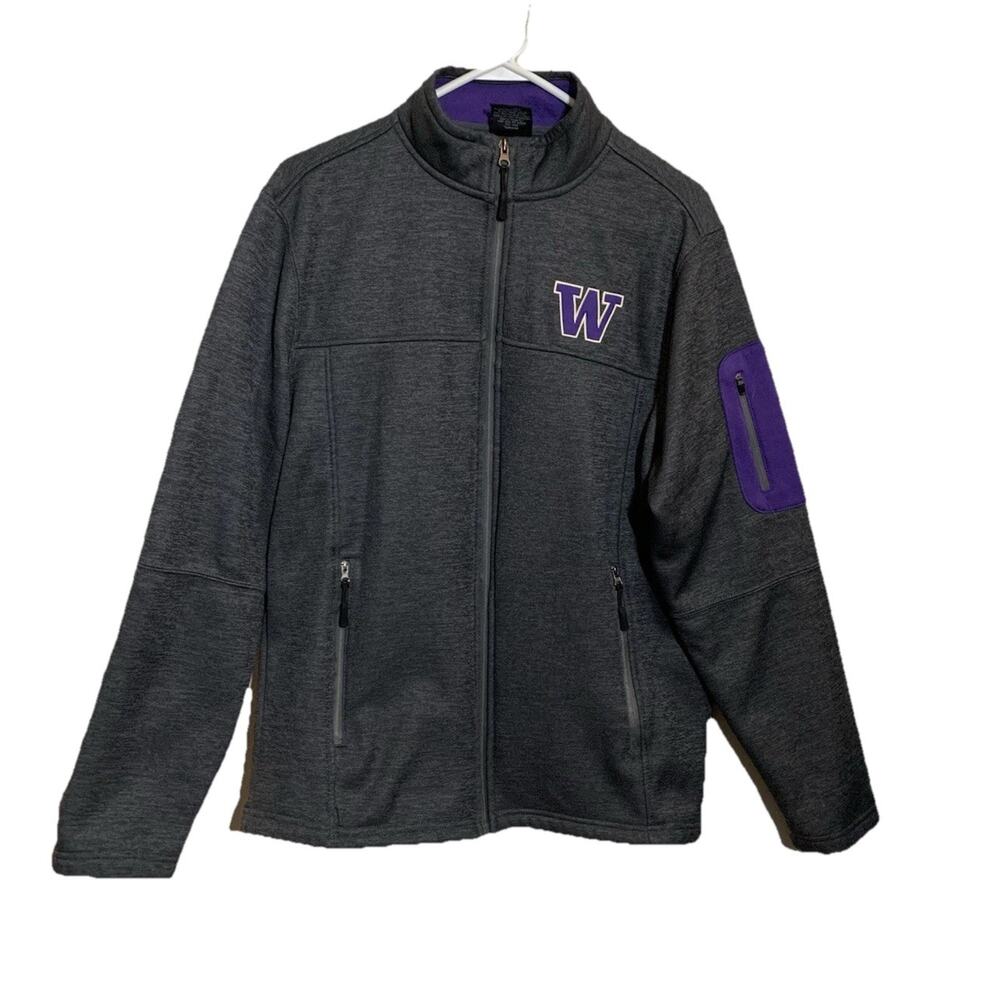 Colosseum Washington Huskies Jacket Men's Large Gray Purple Full Zip Pocket Y2K